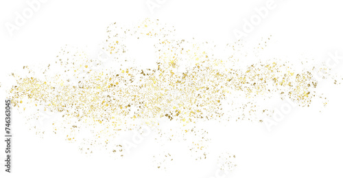 Gold glitter. Golden sparkle confetti. Shiny glittering dust. 