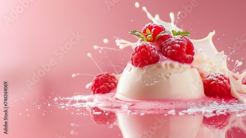Tasty dessert on pink background.