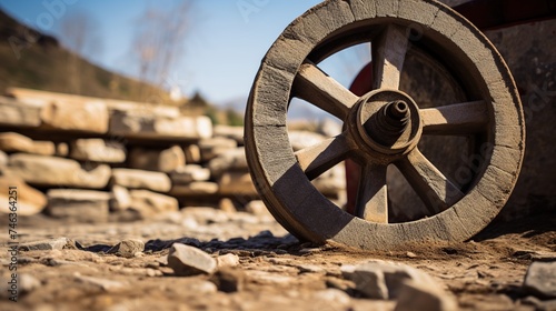 Old abandoned Wooden wheel photo