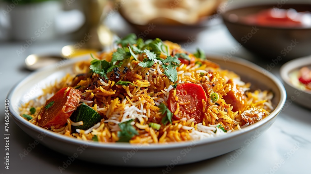 Vegetable Biryani - Icon on White Background Vegetable Biryani - Icon on White Background