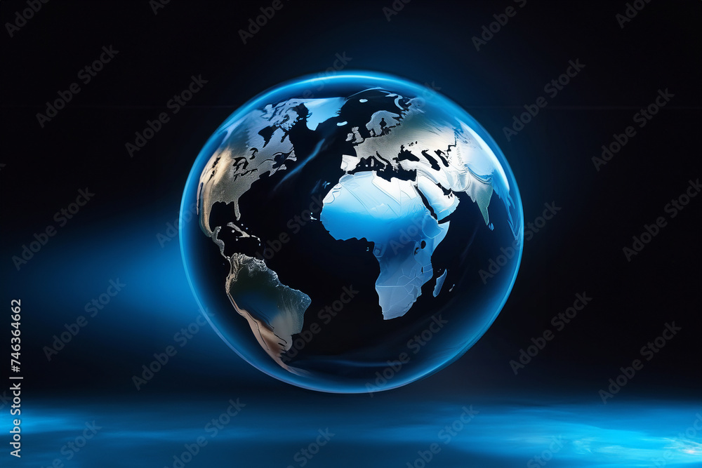 hi-tech earth globe against black background. abstract internet background
