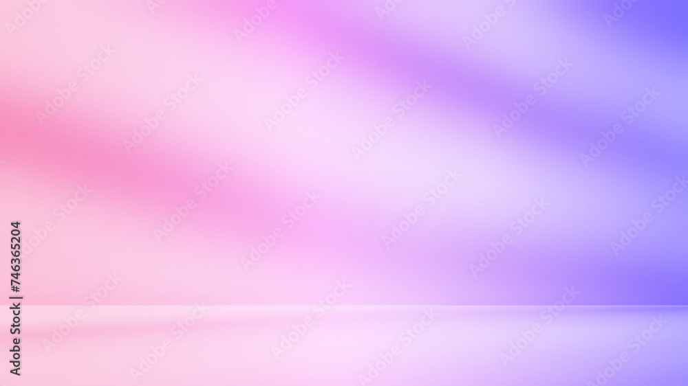 Empty purple pink blue neon color room studio with leaves shadow effect overlay. Sunlight effect shadows through window. Product presentation display room. Cosmetic showroom. Minimal mock up backdrop. Empty purple pink blue neon color room studio with leaves shadow effect overlay. Sunlight effect shadows through window. Product presentation display room. Cosmetic showroom. Minimal mock up backdrop.