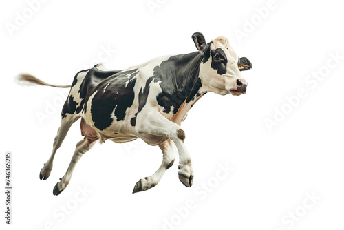 dairy cow jumping on transparent background