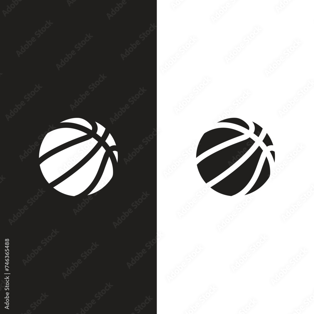 Basketball flat icons. White and black sport icons. Vector basketball ...