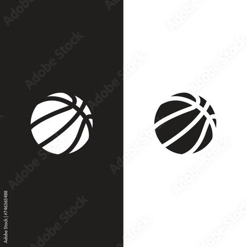 Basketball flat icons. White and black sport icons. Vector basketball balls.