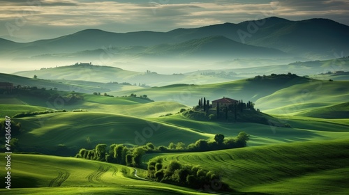 Green toscana hills  beautiful Italy landscape © crazyass
