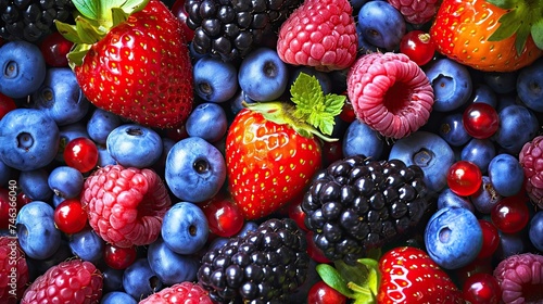 Scattering of berries icon. Raspberries, blueberries, blackberries, fresh, juicy, antioxidantrich, colorful, delicious, ripe, organic, summer fruits. Generated by AI