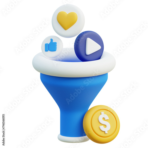 funneling 3D icon design for poster, banner
