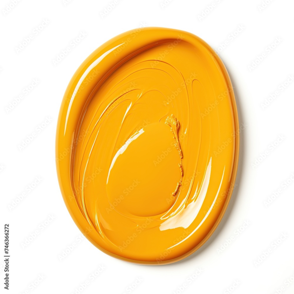close up of yellow nail polish drop on white background close up of yellow nail polish drop on white background