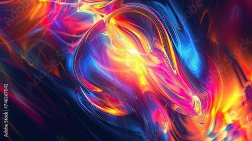 Abstract surreal curves icon. Fusion, fluid shapes, iridescent, accents, visually dynamic, composition, contemporary, artwork, colors. Generated by AI