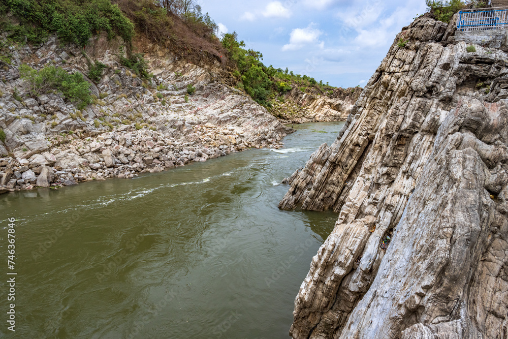 Dhuandhar (Dhuadhar ) waterfalls, Bheraghat, Jabalpur, Madhya Pradesh, INDIA.