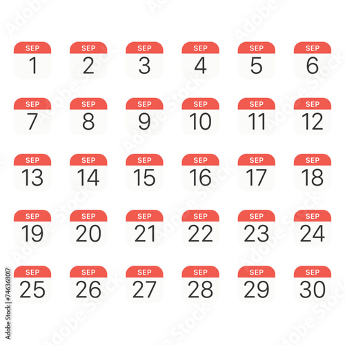 September calendar icon. Symbol modern, simple, vector, icon for website design, mobile app, ui. Vector Illustration