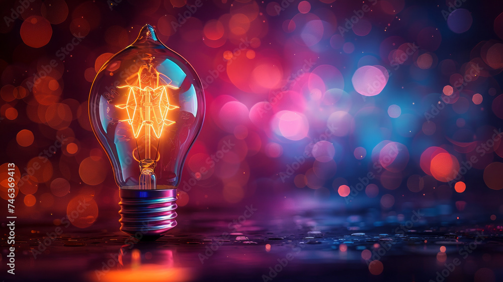 colorful light bulb symbolizing a new idea. This version continues to embody the essence of creativity and innovation,generative ai - obrazy, fototapety, plakaty 