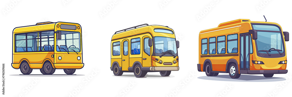 Bus Cartoon , Isolated Transparent Background Images