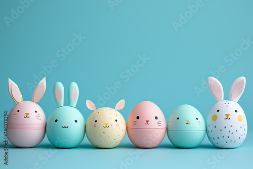  diy for Easter. handmade easter eggs and easter animals figurines in pastel color © zamuruev