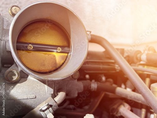 Tableau sur toile Electronic throttle body covered with carbon deposits can cause bad idling and MPG of the car or truck