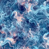 Azure and pink smoke in a fluid, fractal art pattern on dark background