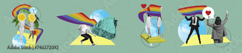 Εκτύπωση καμβά Panoramic collage young people support lgbt community equal rights gender freedo