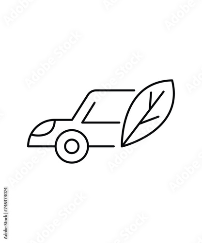 green energy car icon, vector best line icon.