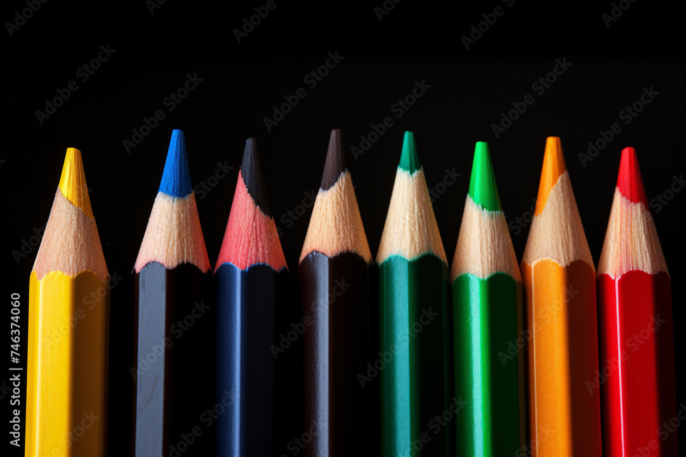 Arrangement of colored pencils, learning education concept illustration Arrangement of colored pencils, learning education concept illustration