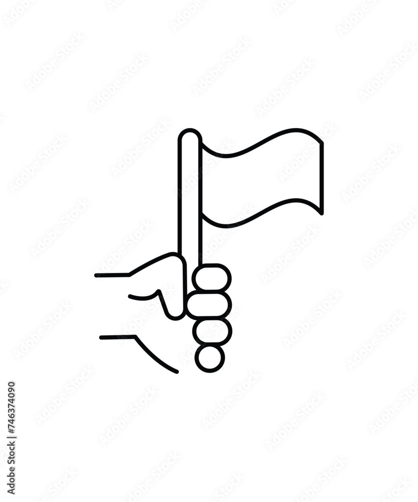 hand holding flag icon, vector best line icon. hand holding flag icon, vector best line icon.