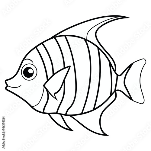 Vector of angelfish illustration coloring page for kids