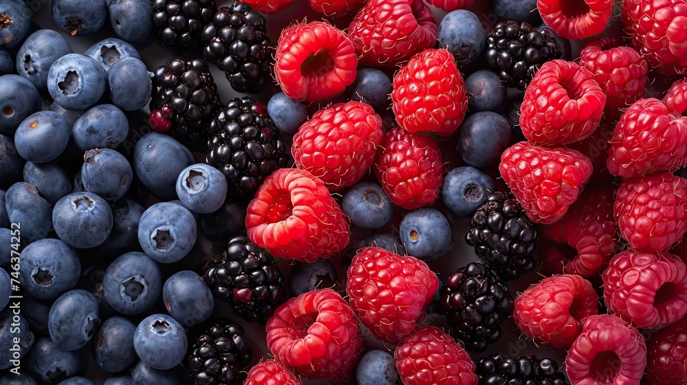 Scattering of berries icon. Raspberries, blueberries, blackberries, colorful, delicious, ripe, organic, summer fruits, fruit salad, healthy, harvest,. Generated by AI Scattering of berries icon. Raspberries, blueberries, blackberries, colorful, delicious, ripe, organic, summer fruits, fruit salad, healthy, harvest,. Generated by AI