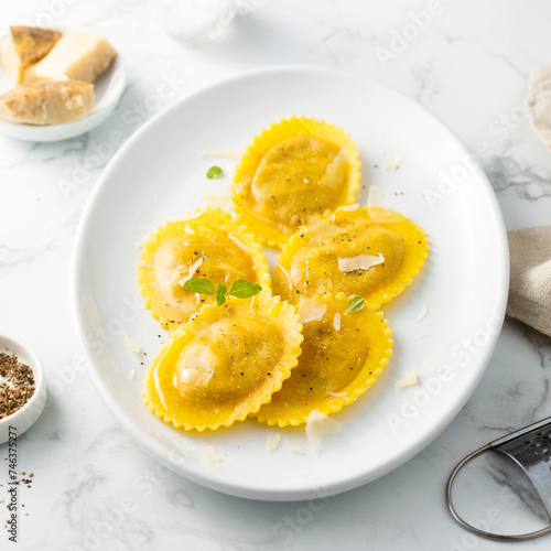 Traditional homemade ravioli with cheese