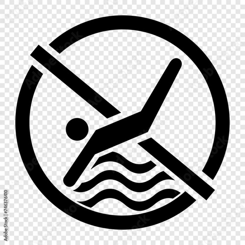 Warning, No Diving icon and logo vector
