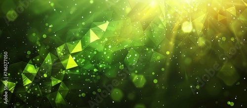 Abstract geometric green triangle pattern background. AI generated image