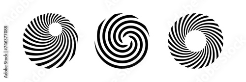 Set of Circular Rotaiing Design Elements. Abstract Circle Whirl Icons.