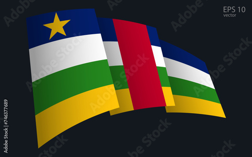Waving Vector flag of Central African Republic. National flag waving symbol. Banner design element.

