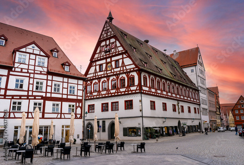 old town nordlingen in bavaria   city germany with half-timbered houses