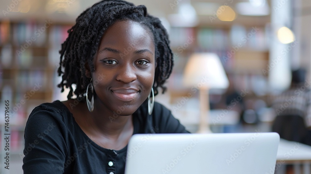 Group of students study together in the library. Education and technology concept. Group of students study together in the library. Education and technology concept.
