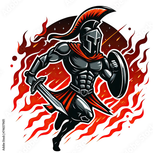 Warrior Spartan Art Illustration PNG