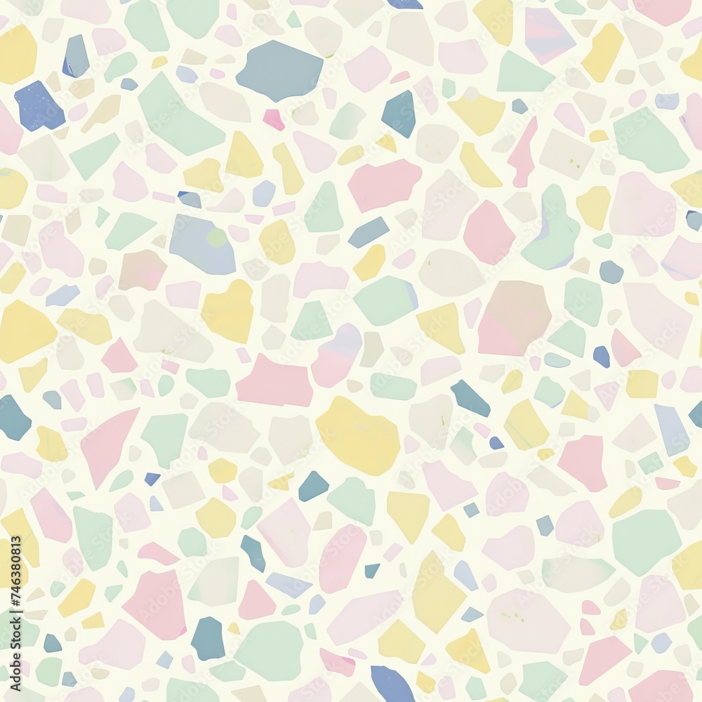 Seamless terrazzo soft pastel texture pattern high resolution 4k, colorful terrazzo for design, architecture, and 3d. HD realistic material polished, surface tileable for creative work and design