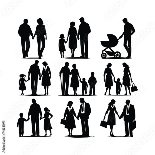 family silhouettes set