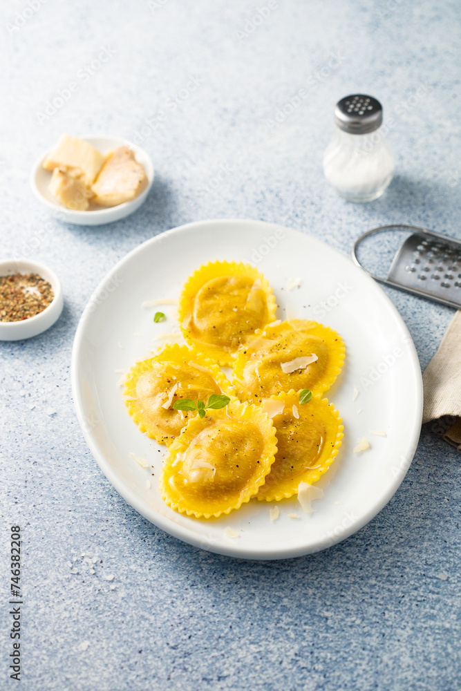 Traditional homemade ravioli with cheese Traditional homemade ravioli with cheese