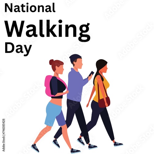 National Walking Day. First Wednesday of April. Holiday concept. Template for background, banner, card, poster with text inscription. illustration