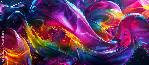 Vibrant 3D Abstract Neon Colors Swirling Flow Artistic Design