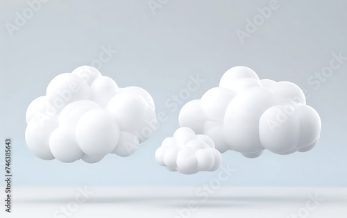 Whimsical 3D Cloud Formation, Ethereal White Clouds Set Against a Gray Sky, Inspired by POP MART Style on clean Background © evatriana