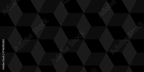 Minimal modern cubes geometric tile and mosaic wall grid backdrop hexagon technology wallpaper background. black and gray geometric block cube structure backdrop grid triangle texture vintage design.