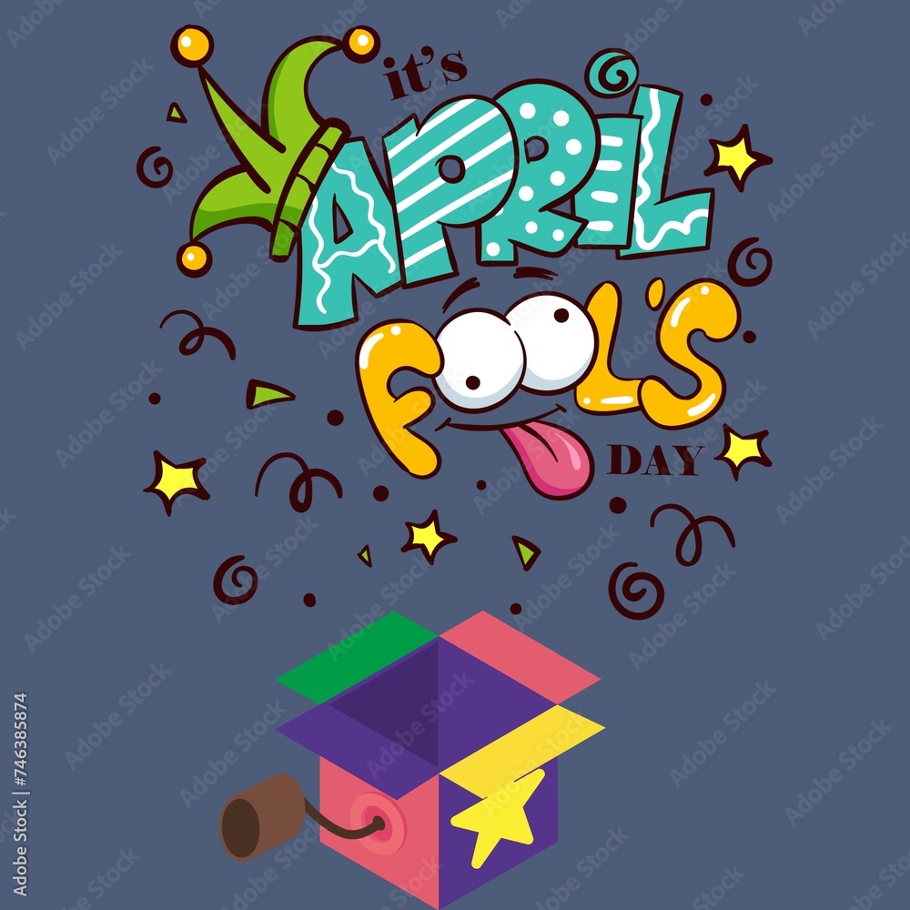 April Fool's Day design.  illustration for greeting card, ad, promotion, poster, flier, blog, article, marketing, signage, email