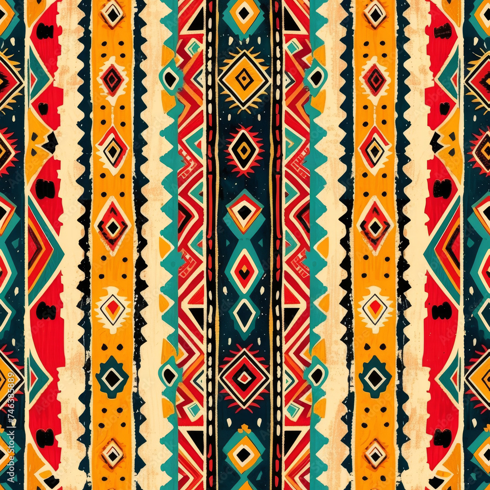 Ethnic ikat seamless pattern geometric abstract designs with traditional motifs. Ethnic ikat seamless pattern geometric abstract designs with traditional motifs.