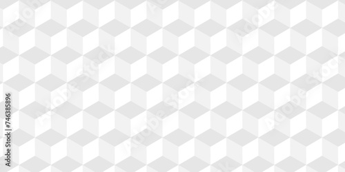 Fototapeta Naklejka Na Ścianę i Meble -  Minimal modern cubes geometric tile and mosaic wall grid backdrop hexagon technology wallpaper background. White and gray geometric block cube structure backdrop grid triangle texture vintage design