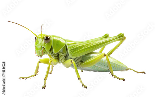 Close Up of Grasshopper. The grasshopper appears to be still, allowing for a clear view of its unique characteristics. on a White or Clear Surface PNG Transparent Background.