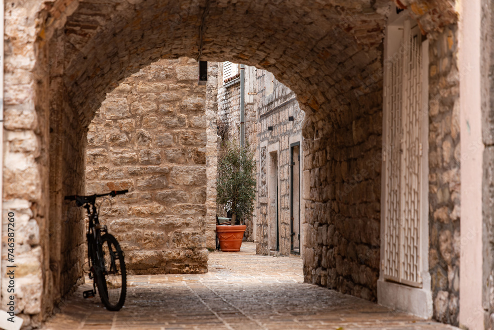 Obraz premium Traditional architecture in the old town of Budva, Montenegro.