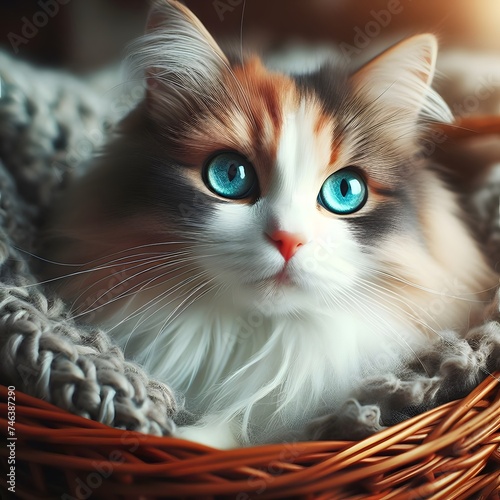 Beautiful cat with blue and green eyes, Beautiful Persian cat with blue eyes © Zunaira