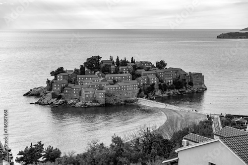 Sveti Stefan is a town in Budva Municipality, on the Adriatic coast of Montenegro photo