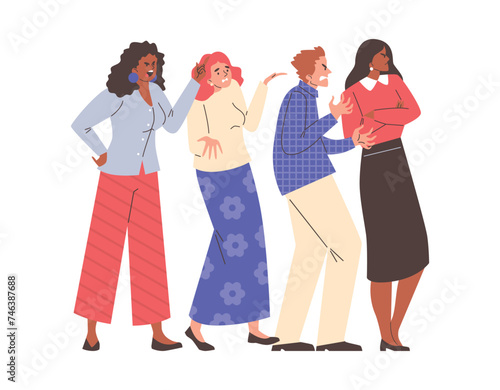 Animated group discussion vector illustration